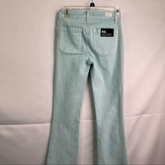 PAIGE Colette Crop Flare High Rise Slim Jeans in seafoam green Brand New size 24 - Picture 9 of 16